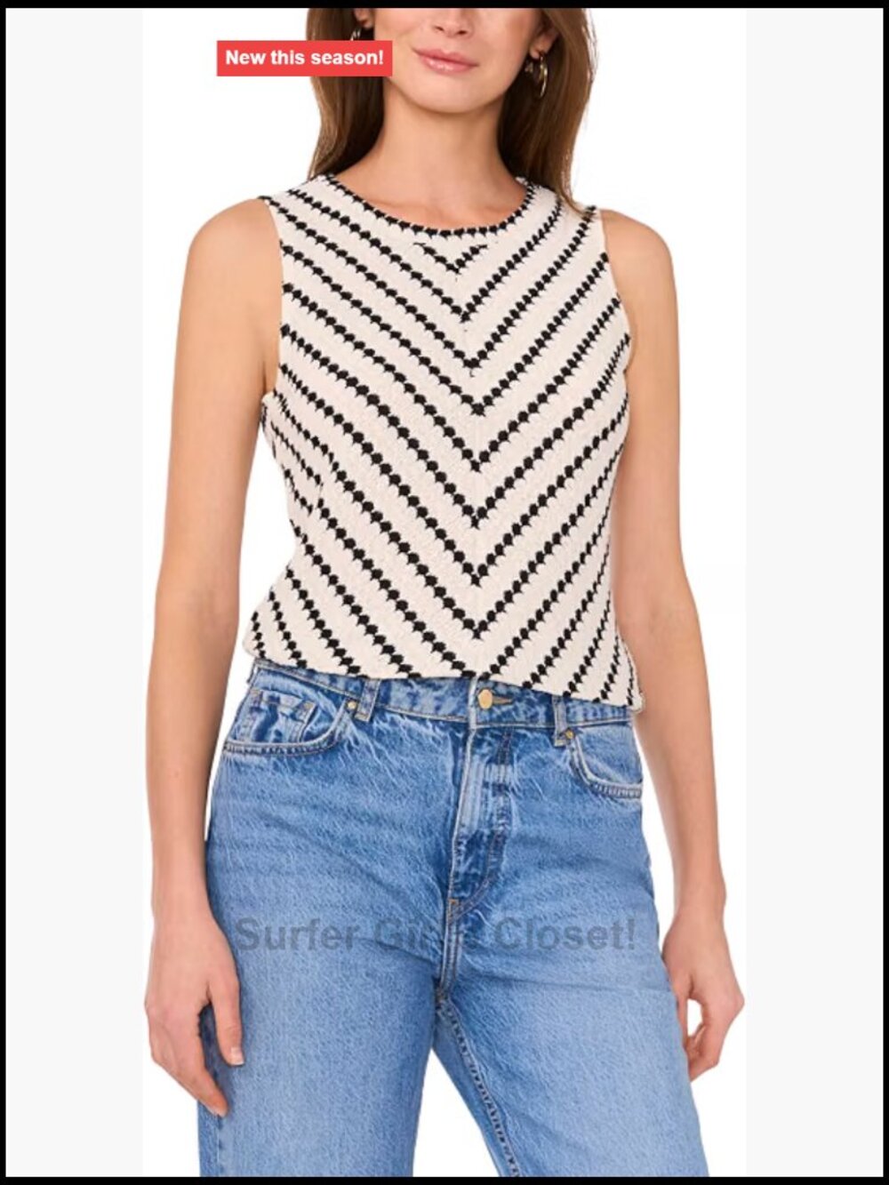 Vince Camuto Center Front Seam Sleeveless Top Polyester Cotton Blend